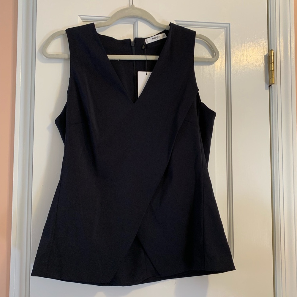 NWT! Mango black tank sleeve blouse
